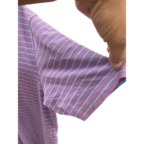 Peter Millar Mens Purple Green Striped Polo Golf Shirt XL SKU 8415 - Picture 4 of 9